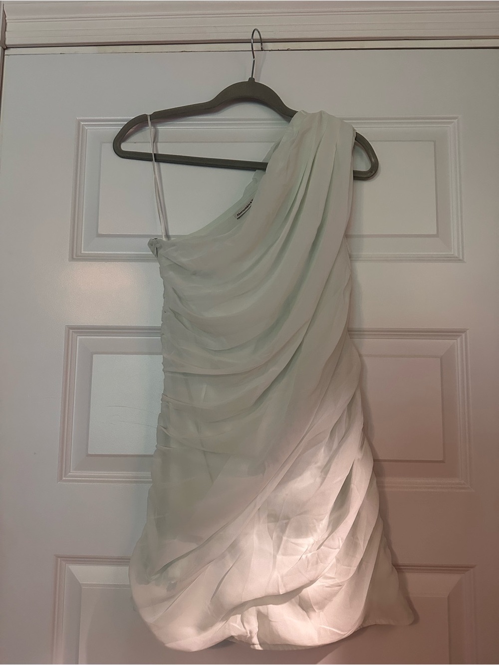 Abercrombie & Fitch One-Shoulder Draped Dress in Pale Mint